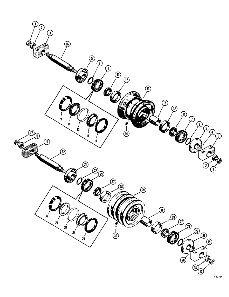 Схема запчастей Case 1150 - (109C) - R24102 AND R24103 TRACK ROLLERS, SERVICE REPLACEMENT ROLLERS TRACK ROLLER (SINGLE FLANGE) (04) - UNDERCARRIAGE