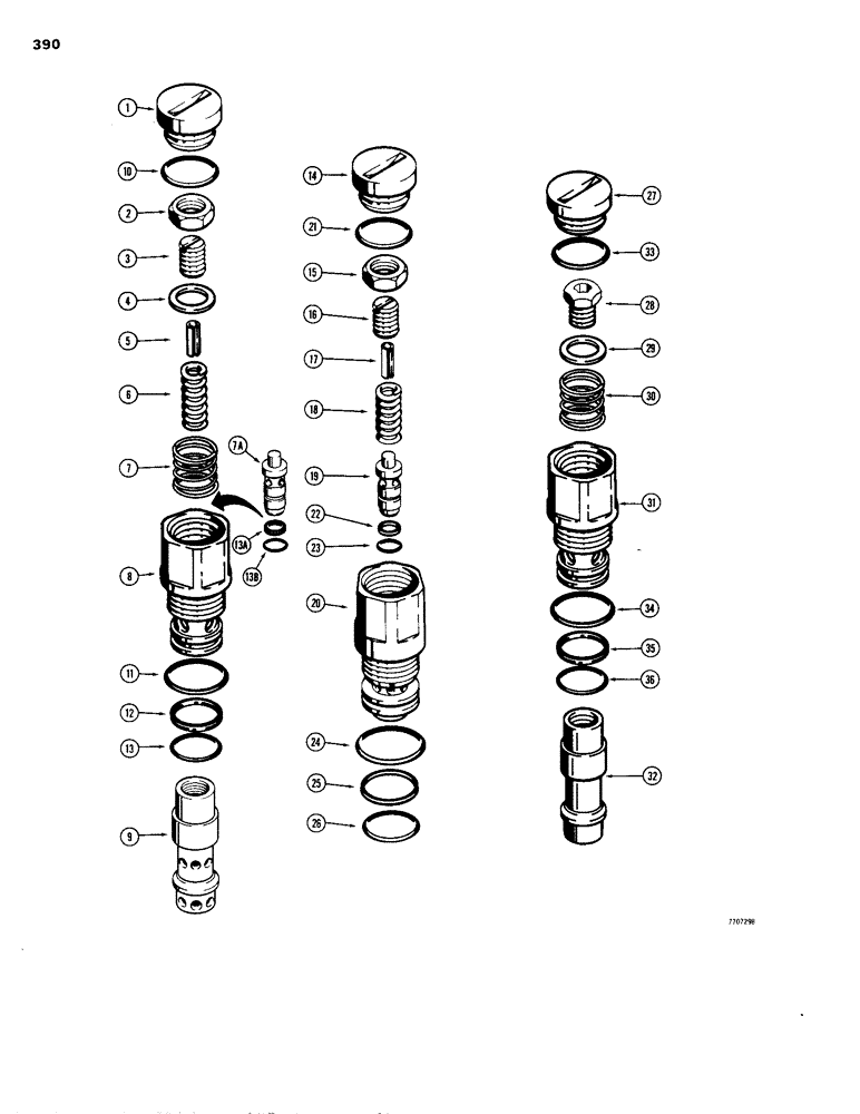 Схема запчастей Case 1150B - (390) - ANTICAVITATION VALVES AND RELIEF VALVES (07) - HYDRAULIC SYSTEM