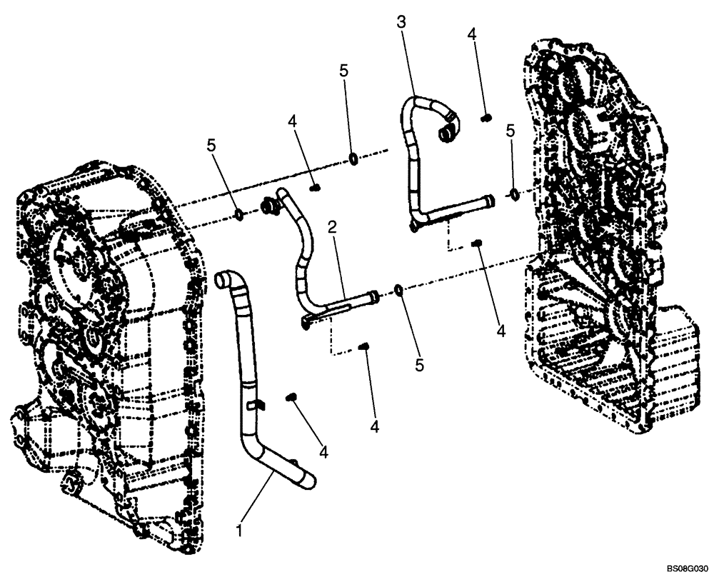 Схема запчастей Case 621E - (06-25) - TRANSMISSION ASSY - HOUSING TUBES - P.I.N. N8F203848 AND AFTER (06) - POWER TRAIN