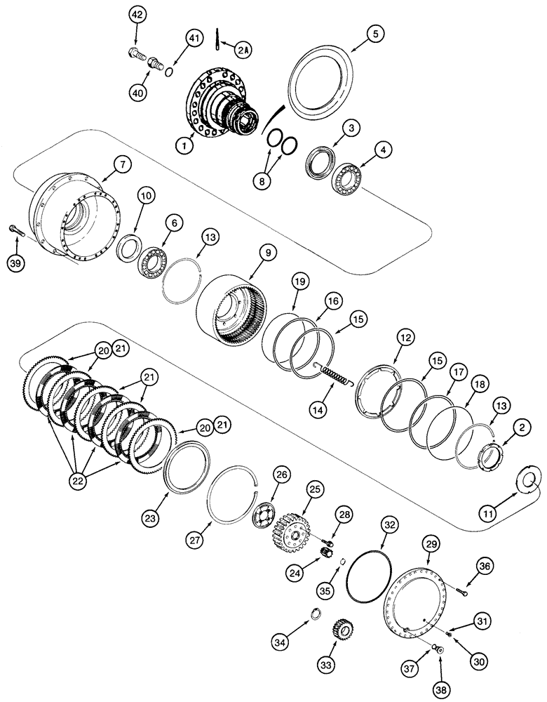 Схема запчастей Case 821C - (06-26) - AXLE, FRONT PLANETARY, HUB AND DISC BRAKES -JEE0123402 (06) - POWER TRAIN