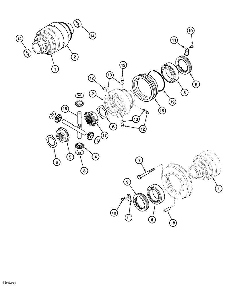Схема запчастей Case 580SL - (6-178) - REAR DRIVE AXLE, DIFFERENTIAL, MODELS WITH POWERSHIFT TRANSMISSION, COUNTER CLOCKWISE (06) - POWER TRAIN