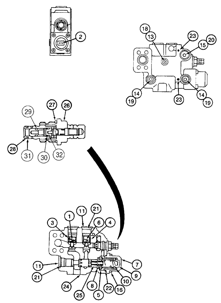 Схема запчастей Case 9050B - (8-228) - LOAD HOLDING OPTION, BOOM CYLINDER HOLDING VALVE ASSEMBLY (08) - HYDRAULICS