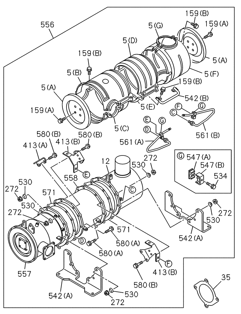 Схема запчастей Case CX300C - (02-150-01[01]) - EXHAUST PIPE (02) - ENGINE
