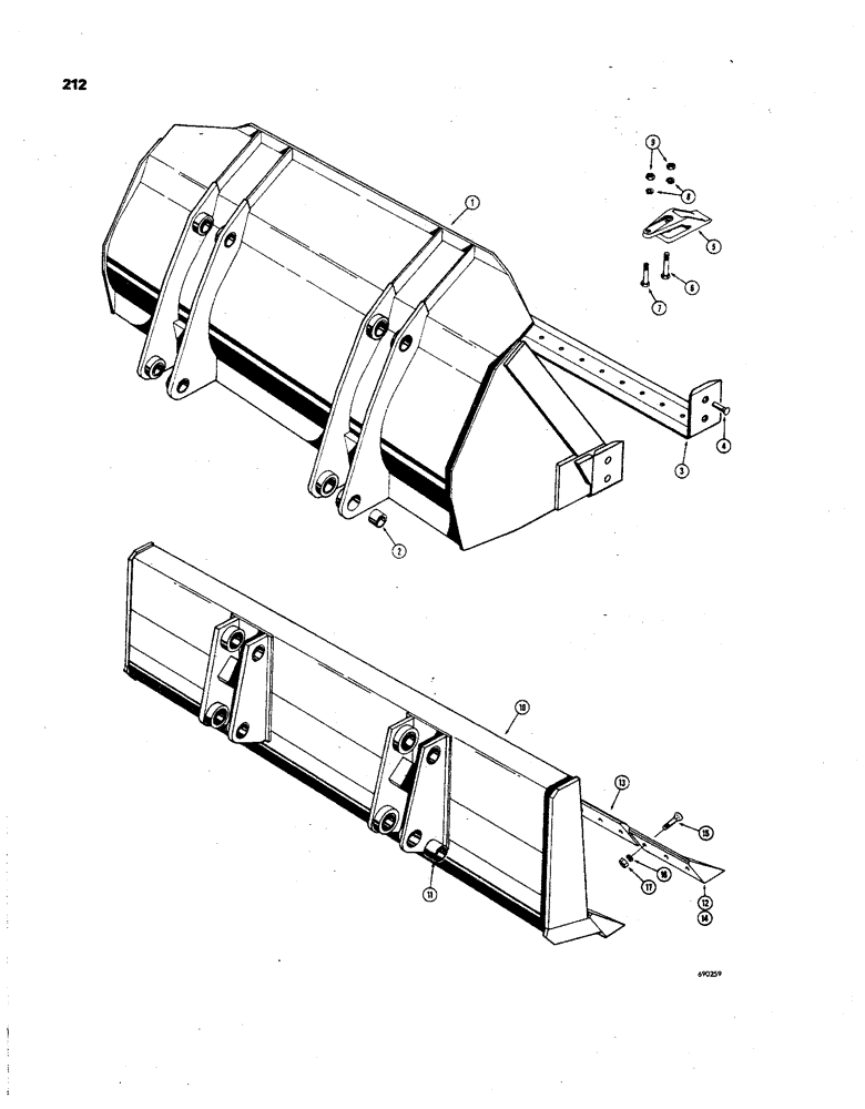 Схема запчастей Case 850 - (212) - LOADER BUCKET, 1-1/2 CUBIC YARD BUCKET (MACHINERY ITEM) (05) - UPPERSTRUCTURE CHASSIS