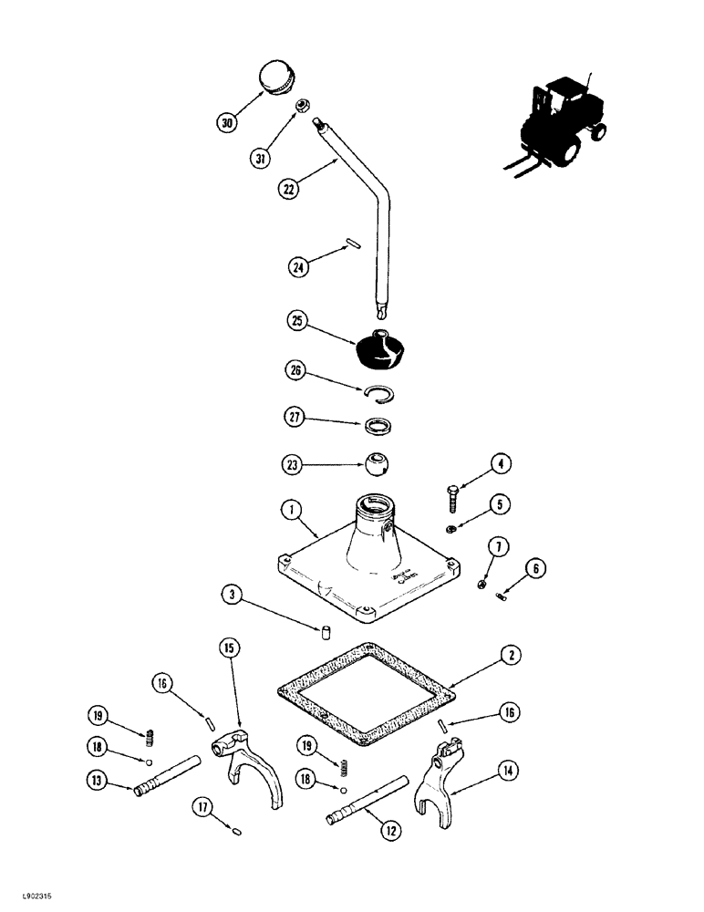 Схема запчастей Case 586E - (6-62) - TRANSAXLE, SHIFTER MECHANISM (06) - POWER TRAIN