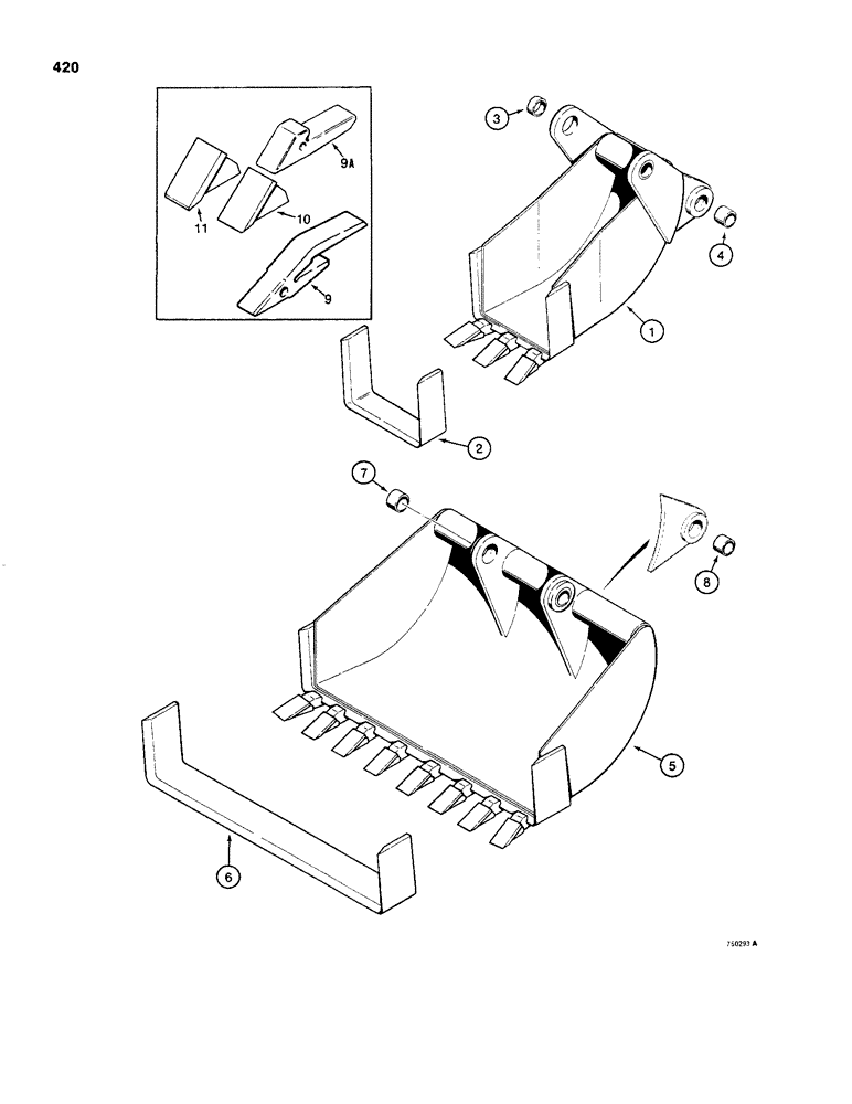 Схема запчастей Case 480C - (420) - BACKHOE BUCKETS, BELLHOLE BUCKETS (84) - BOOMS, DIPPERS & BUCKETS