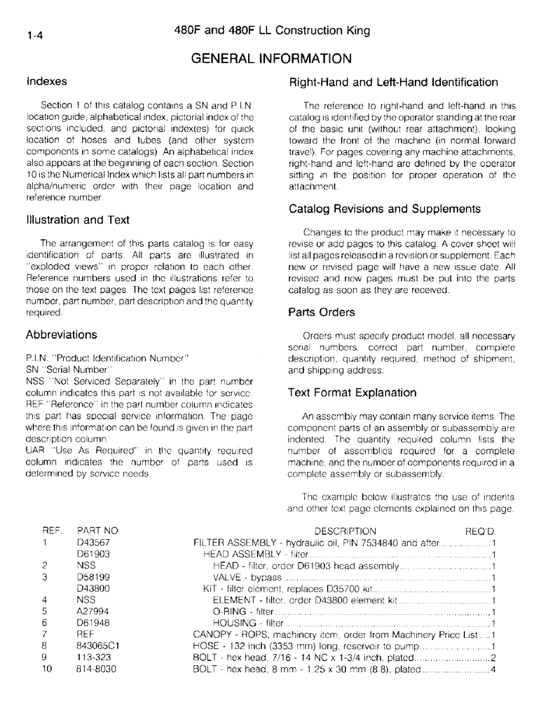 Схема запчастей Case 480F - (1-04) - GENERAL INFORMATION (00) - PICTORIAL INDEX