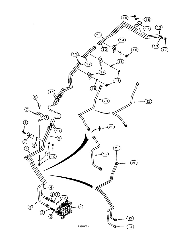 Схема запчастей Case 580L - (8-016) - LOADER CLAM CYLINDER HYDRAULIC CIRCUIT (08) - HYDRAULICS