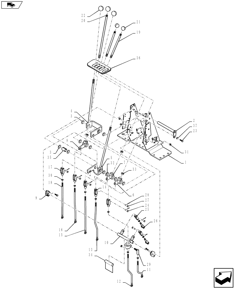 Схема запчастей Case 580SN - (35.726.36[01]) - CONTROL - BACKHOE, WITH FOOT SWING (WITHOUT EXTENDABLE DIPPER) (35) - HYDRAULIC SYSTEMS