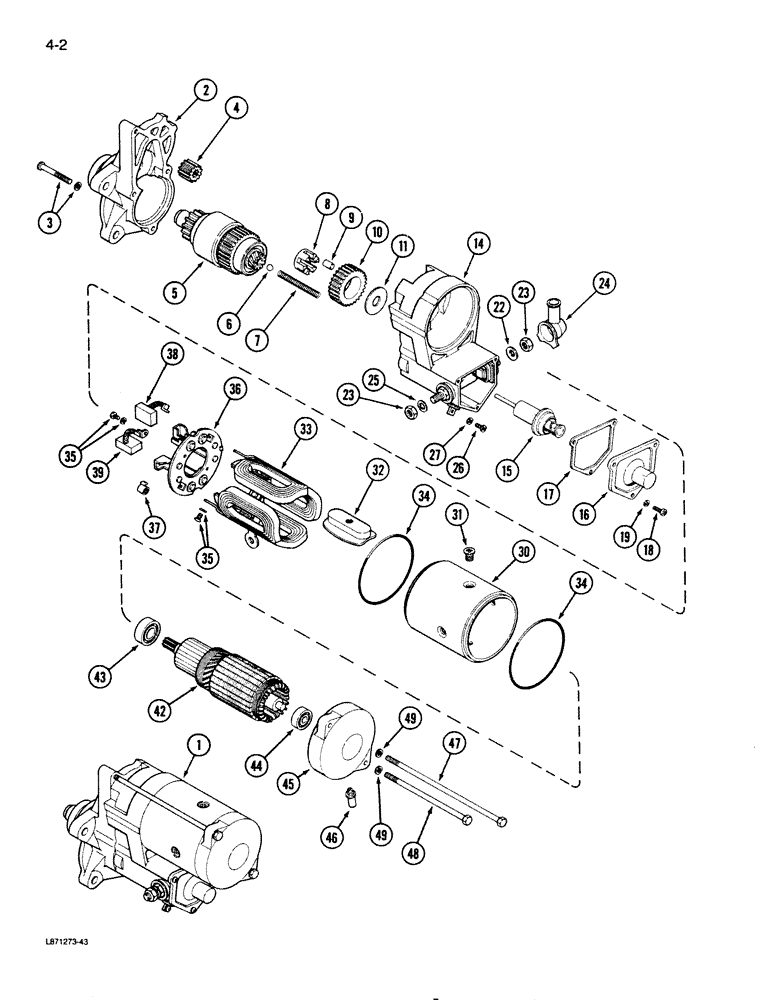 Схема запчастей Case 850D - (4-02) - STARTER (04) - ELECTRICAL SYSTEMS