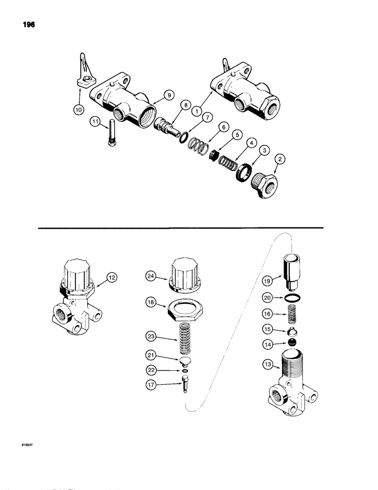 Схема запчастей Case 680H - (196) - BRAKE SYSTEM, L12630 CLUTCH CUTOUT VALVE, L13530 PRESSURE (07) - BRAKES