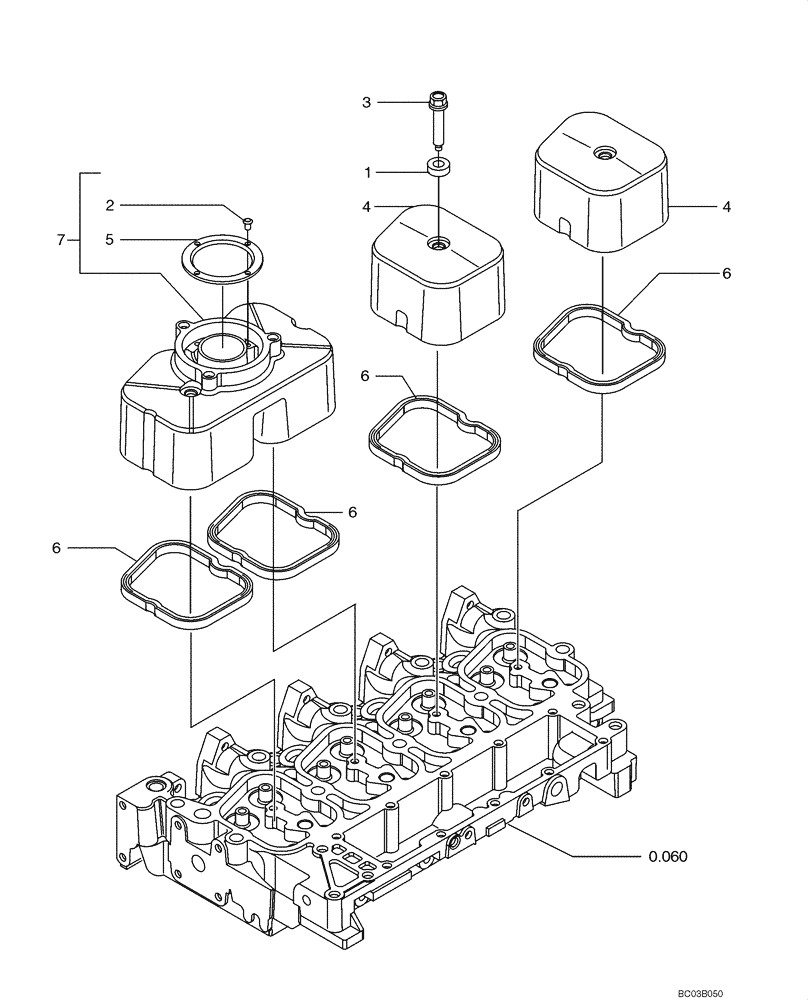 Схема запчастей Case 521D - (0.063[01]) - CYLINDER HEAD - COVERS (02) - ENGINE