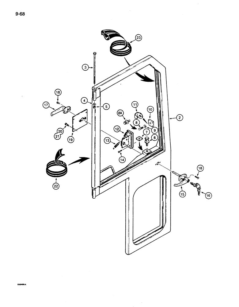 Схема запчастей Case 855D - (9-068) - CAB DOORS (09) - CHASSIS/ATTACHMENTS