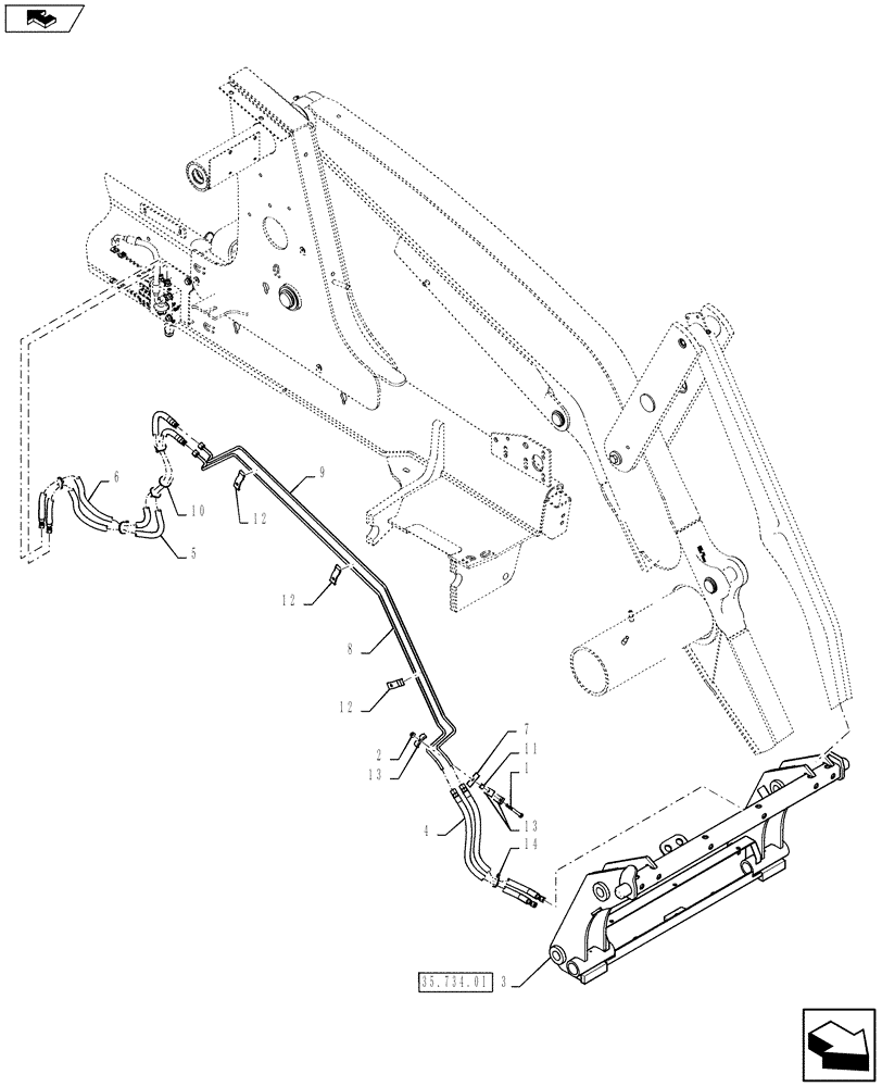 Схема запчастей Case 590SN - (35.701.29) - VAR - 423049 - HYDRAULICS - TOOL QUICK COUPLER, LOADER (35) - HYDRAULIC SYSTEMS
