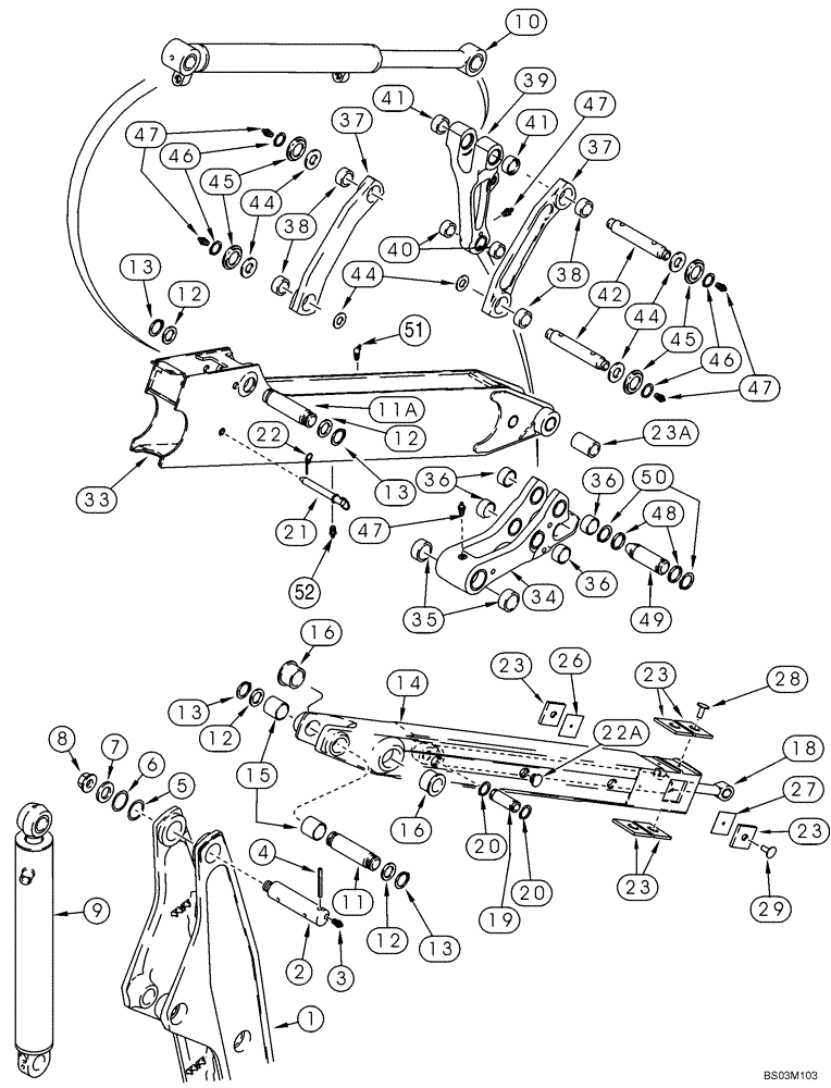 Схема запчастей Case 590SM - (09-26) - BACKHOE - DIPPER, EXTENDABLE (09) - CHASSIS/ATTACHMENTS