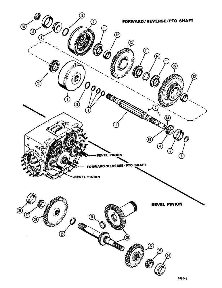 Схема запчастей Case 475 - (084) - TRANSMISSION FORWARD-REVERSE AND PTO SHAFT (21) - TRANSMISSION