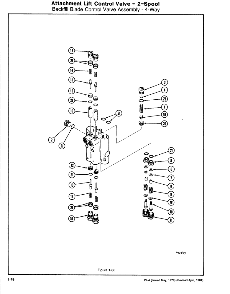 Схема запчастей Case DH4 - (1-76) - ATTACHMENT LIFT CONTROL VALVE - 2-SPOOL, BACKFILL BLADE CONTROL VALVE ASSEMBLY- 4 WAY (35) - HYDRAULIC SYSTEMS