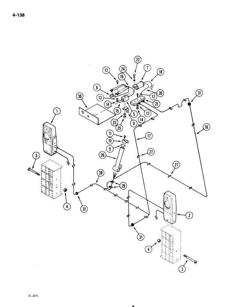 Схема запчастей Case 1818 - (4-138) - ROAD LAMPS, NOT AVAILABLE IN NORTH AMERICA (04) - ELECTRICAL SYSTEMS