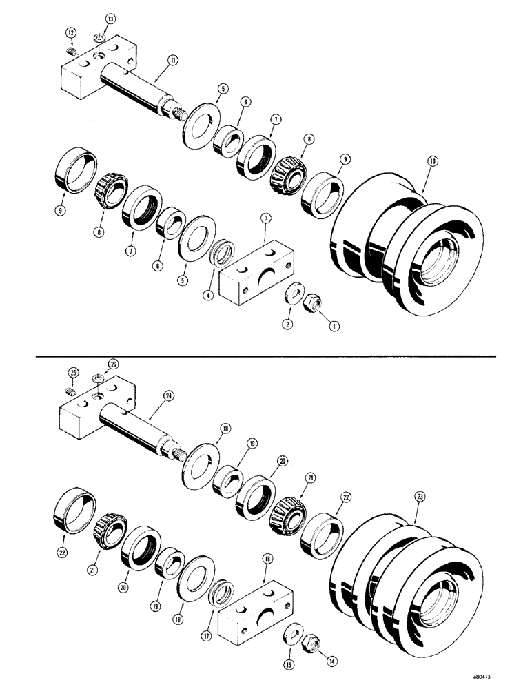 Схема запчастей Case 1000D - (166) - TRACK ROLLERS, R21871 TRACK ROLLER (SINGLE FLANGE), USED BEFORE TRAC. SN. 7104771 (04) - UNDERCARRIAGE