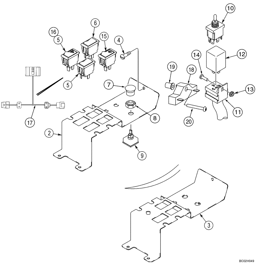 Схема запчастей Case 85XT - (04-09) - SWITCH MOUNTING - CHASSIS OPTIONS (04) - ELECTRICAL SYSTEMS