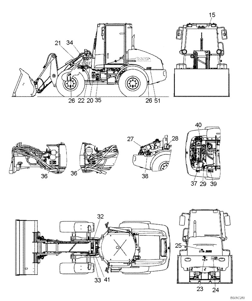 Схема запчастей Case 121E - (91.020[6559878000]) - DECALS CASE (N.A) HTS LOCATION 1 OF 2 (90) - PLATFORM, CAB, BODYWORK AND DECALS