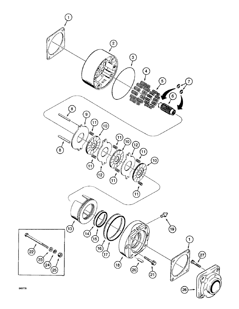 Схема запчастей Case 1187 - (148) - TRACK DRIVE BRAKE (04) - UNDERCARRIAGE