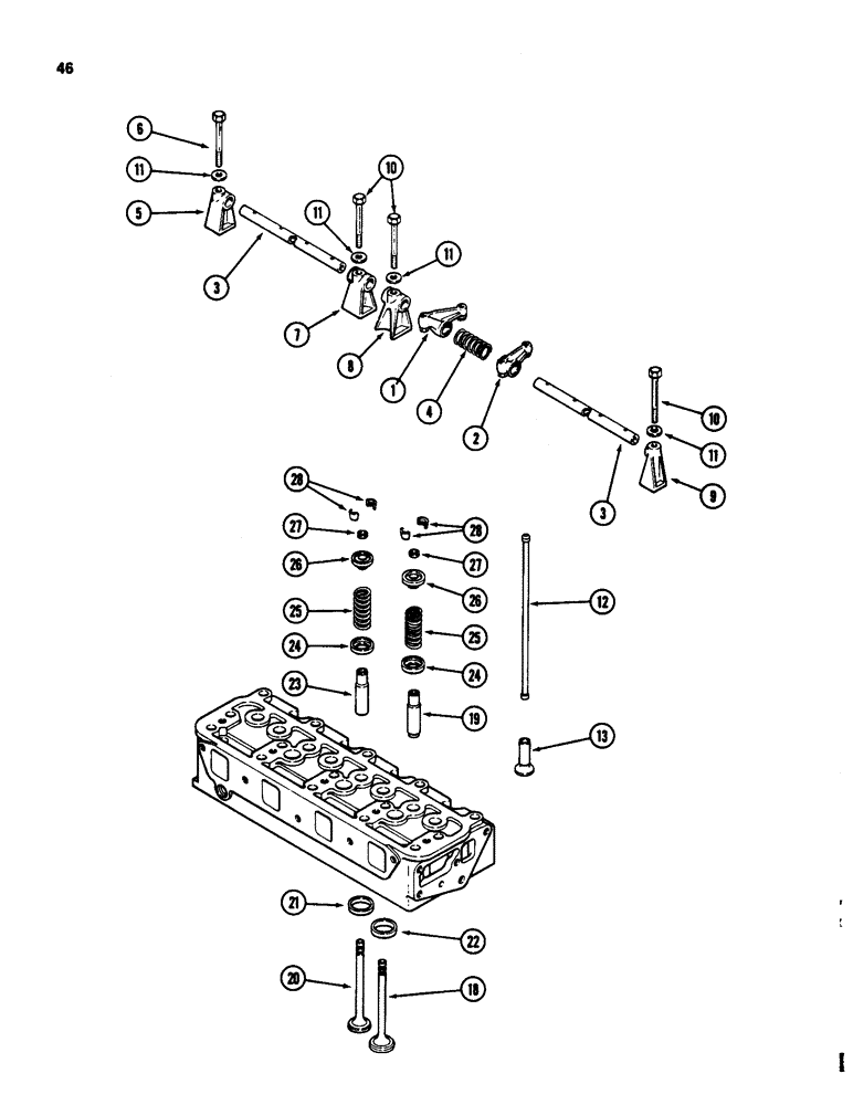 Схема запчастей Case 580SD - (046) - VALVE MECHANISM, 207 TURBOCHARGED DIESEL ENGINE, 207 NATURALLY ASPIRATED DIESEL ENGINE (02) - ENGINE