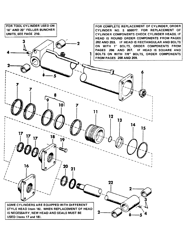 Схема запчастей Case 40BLC - (206) - HOIST, CROWD AND TOOL CYLINDER, (6.53 ID X 45.50" STROKE)(USED AS HOIST AND CROWD CYLINDER)ON 16",20 (07) - HYDRAULIC SYSTEM