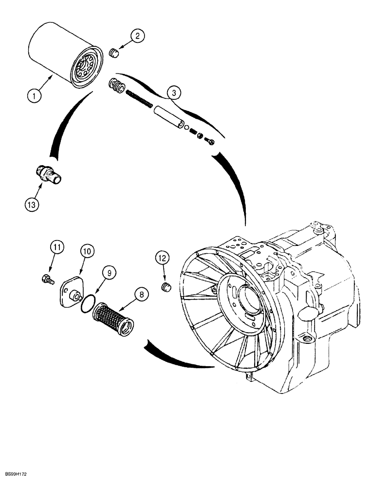 Схема запчастей Case 580SL - (6-062) - CARRARO TRANSMISSION ASSY, OIL FILTERS, 2 AND 4 WHEEL DRIVE, MODELS WITHOUT POWERSHIFT TRANSMISSION (06) - POWER TRAIN