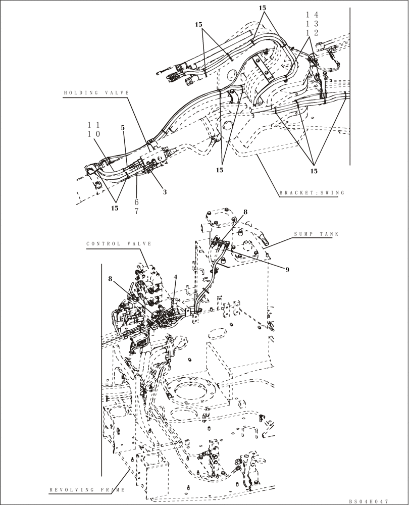 Схема запчастей Case CX80 - (08-44) - PILOT CONTROL LINES - MODELS WITH LOAD HOLD (08) - HYDRAULICS
