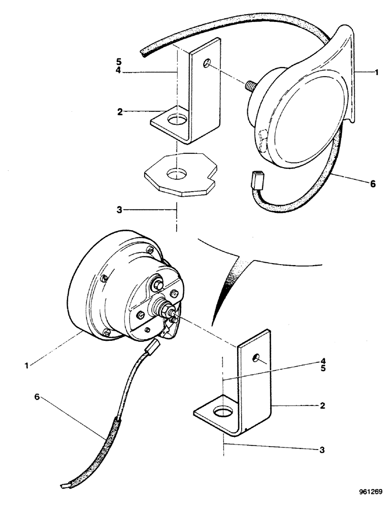 Схема запчастей Case 580G - (104) - ELECTRIC HORN (04) - ELECTRICAL SYSTEMS