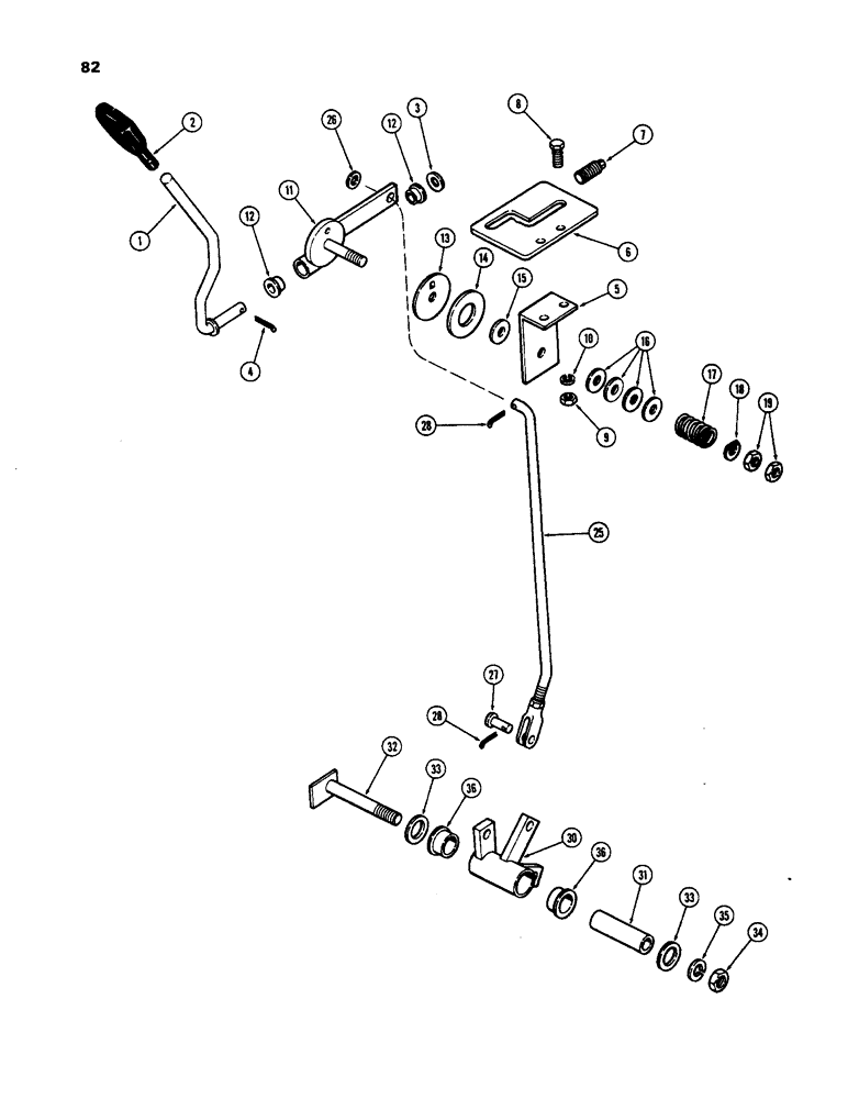 Схема запчастей Case 584 - (82) - FORWARD & REVERSE SPEED CONTROLS - UPPER, HYDROSTATIC TRANSMISSION (90) - PLATFORM, CAB, BODYWORK AND DECALS