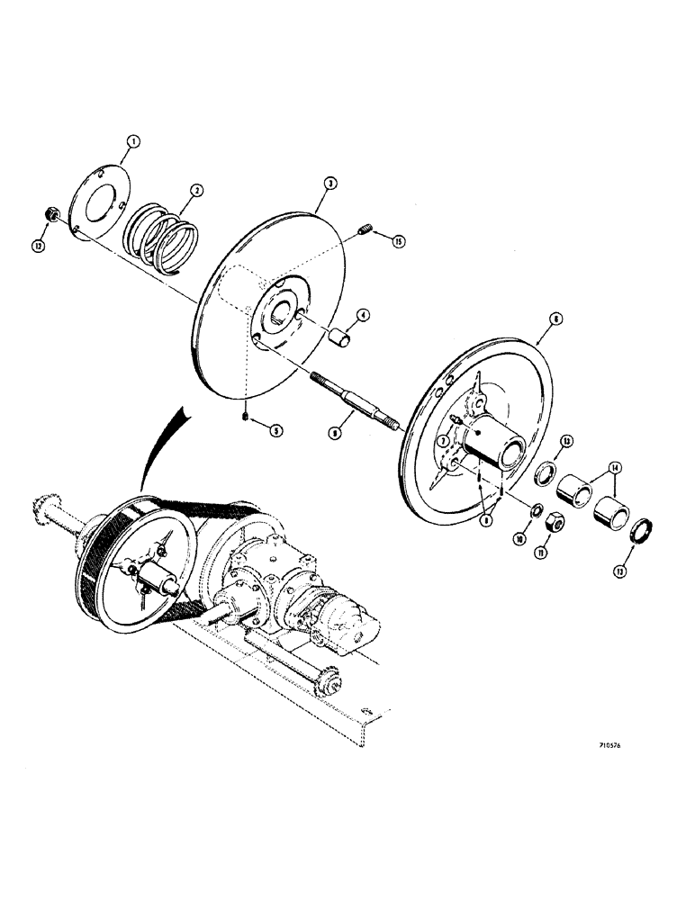 Схема запчастей Case 1529 - (056) - VARIABLE SPEED DRIVEN PULLEY 
