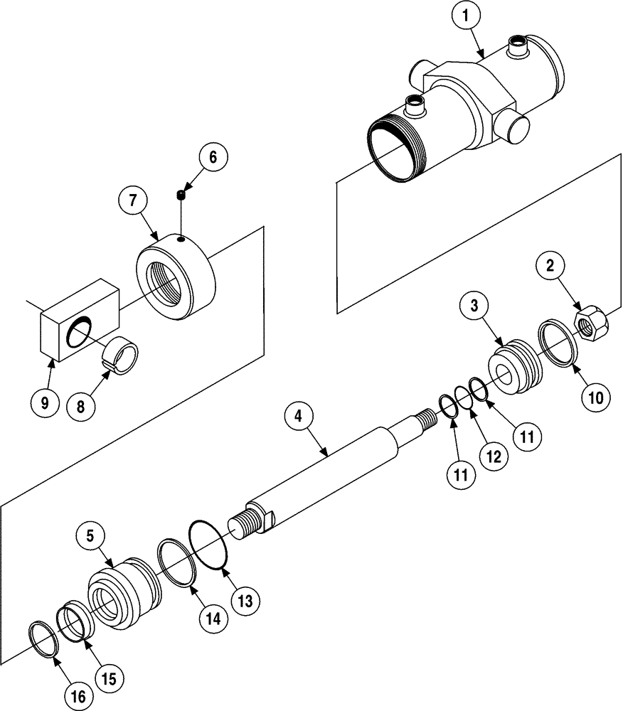 Схема запчастей Case 6010 - (08-33) - CYLINDER ASSY - WRENCH CLAMP (35) - HYDRAULIC SYSTEMS
