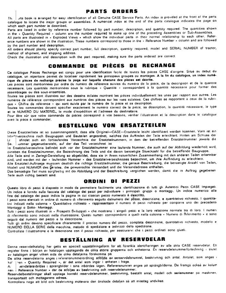 Схема запчастей Case 1529 - (001-2) - PARTS ORDERS 