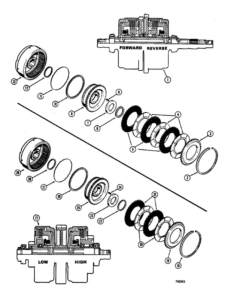Схема запчастей Case 475 - (088) - TRANSMISSION FORWARD AND REVERSE CLUTCH (21) - TRANSMISSION
