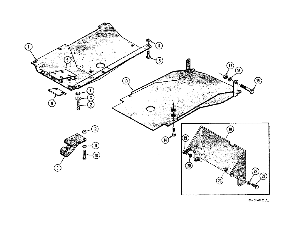 Схема запчастей Case 310G - (152) - PULL HOOK, CRANKCASE GUARD AND TRANSMISSION GUARD (04) - UNDERCARRIAGE
