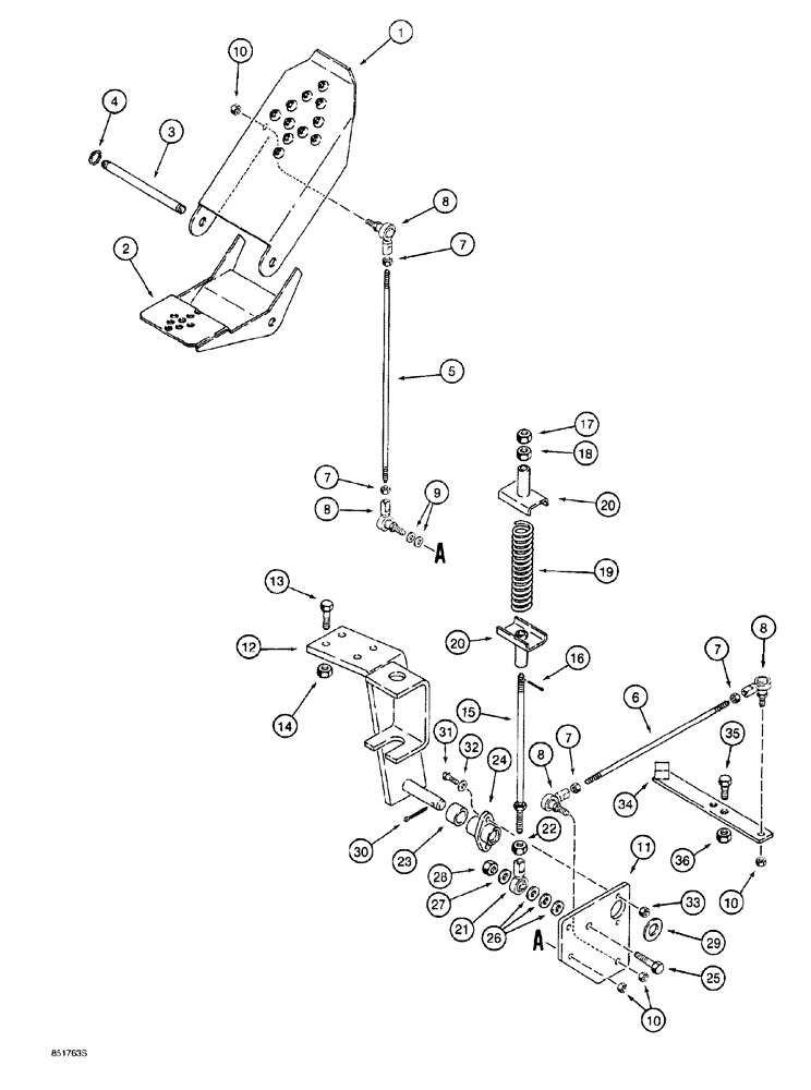 Схема запчастей Case 760 - (06-004) - GROUND DRIVE CONTROLS, PEDALS (14) - MAIN GEARBOX & DRIVE