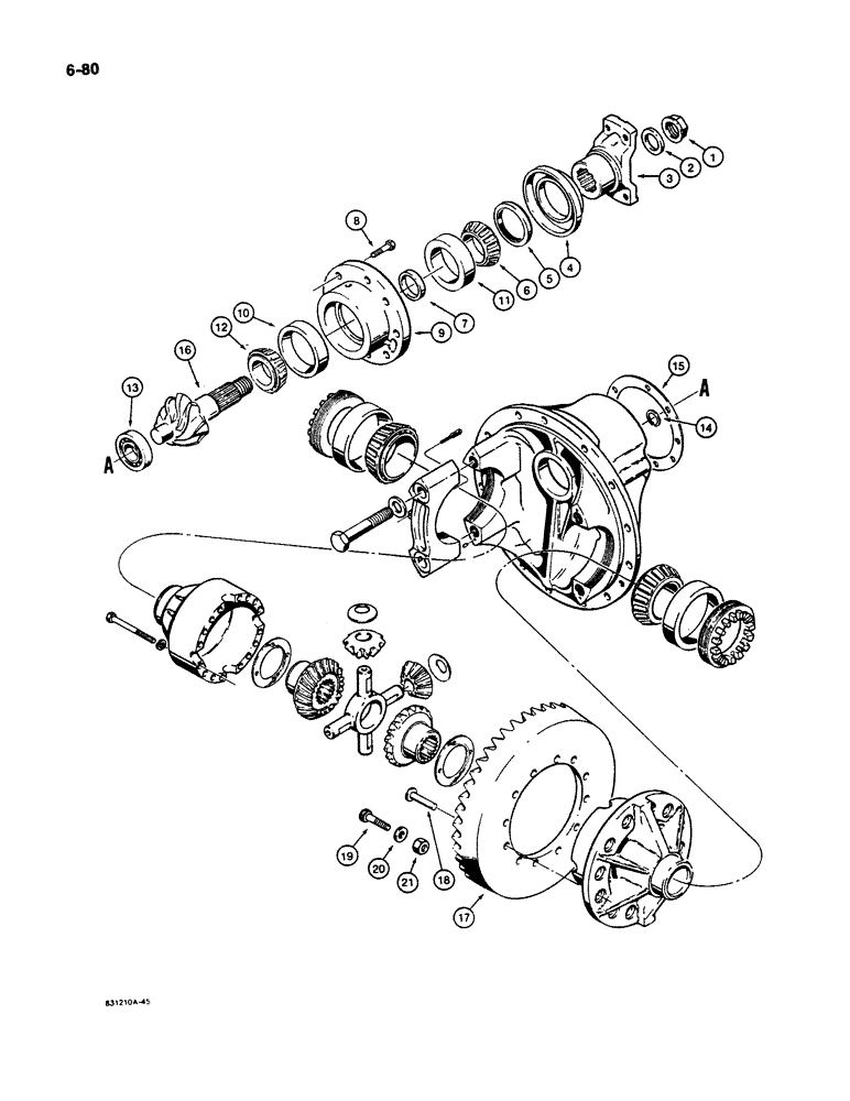 Схема запчастей Case W11B - (6-080) - DIFFERENTIAL (06) - POWER TRAIN