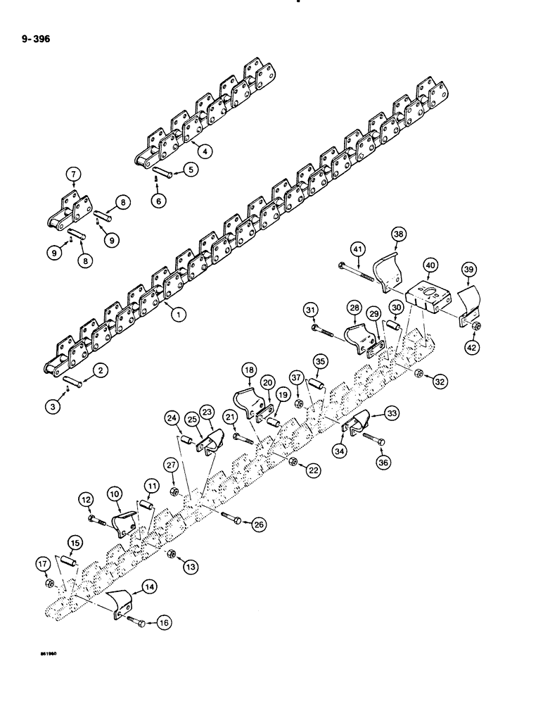 Схема запчастей Case DH4B - (9-396) - STANDARD DIGGING CHAINS AND TEETH, 50,000 LB. CHAINLINE (09) - CHASSIS/ATTACHMENTS