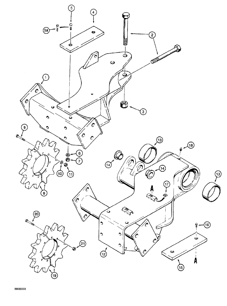 Схема запчастей Case 760 - (09-062) - TRENCHER BOOM MOUNTING BRACKET, TRENCHERS W/ DUAL (INTERNAL) BOOM LIFT CYLINDERS (89) - TOOLS
