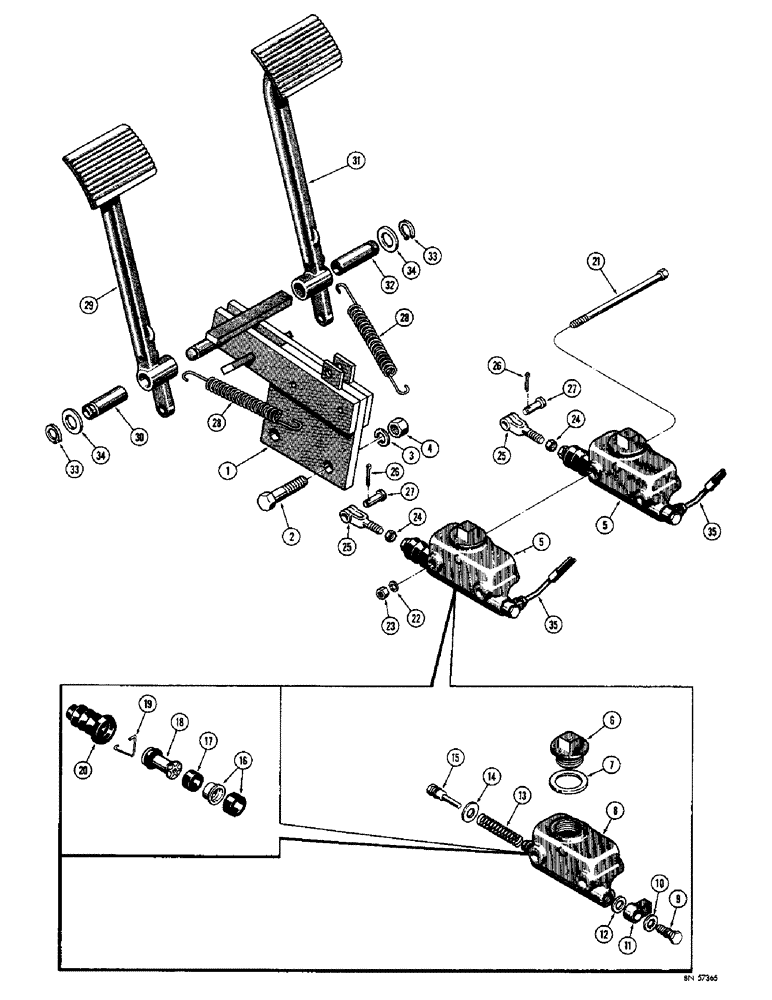 Схема запчастей Case 1150 - (082) - BRAKE PEDALS (05) - UPPERSTRUCTURE CHASSIS