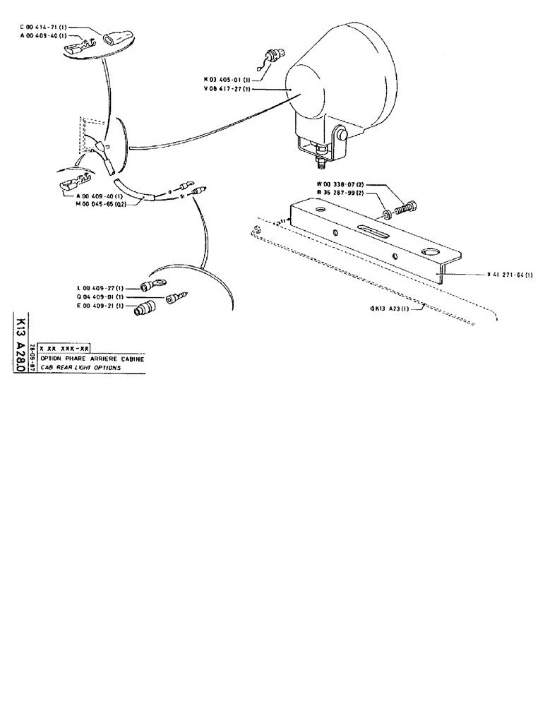 Схема запчастей Case 90BCL - (358) - CAB REAR LIGHT OPTIONS (06) - ELECTRICAL SYSTEMS