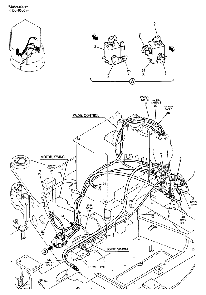 Схема запчастей Case CX50B - (05-004) - CONTROL LINES, REMOTE-COOLER (35) - HYDRAULIC SYSTEMS