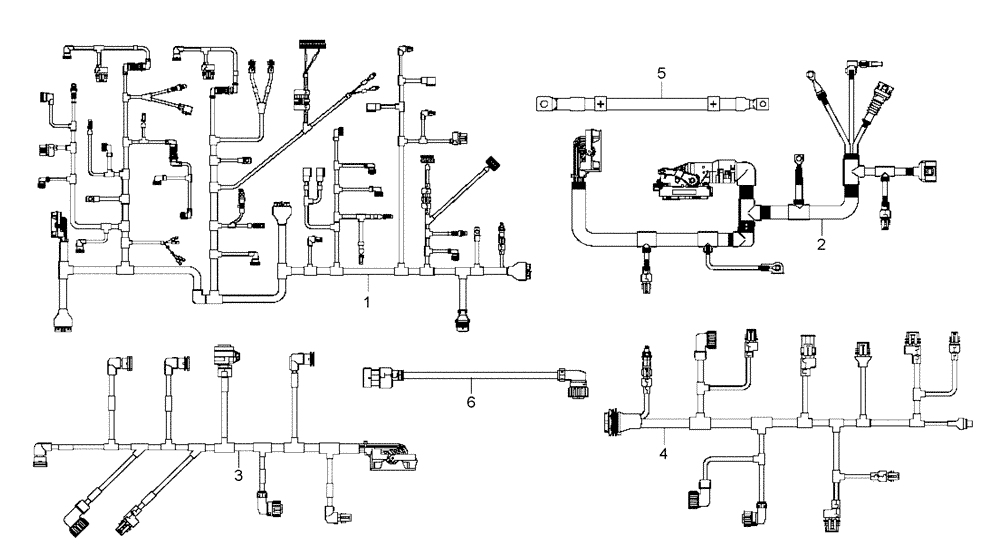Схема запчастей Case 340B - (67A00011702[001]) - WIRE HARNESSES, ENGINE / GEARBOX / BATTERY / BRAKE (87590896) (13) - Electrical System / Decals