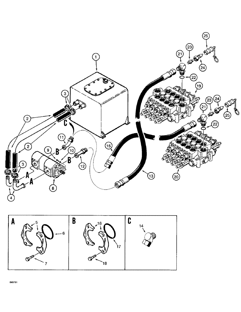 Схема запчастей Case 1187 - (156) - MAIN HYDRAULIC PUMP LINES (07) - HYDRAULIC SYSTEM