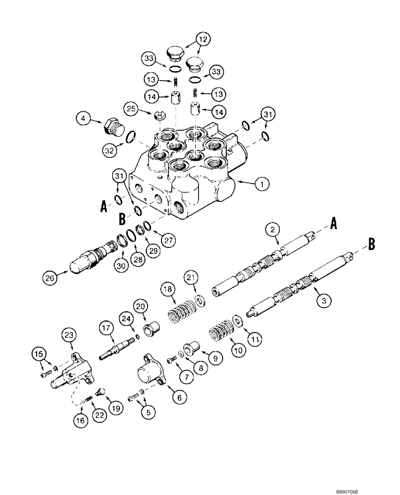 Схема запчастей Case 1840 - (08-05) - VALVE, CONTROL - LOADER, - JAF0120445 (MODELS WITHOUT SELF-LEVELING) (08) - HYDRAULICS