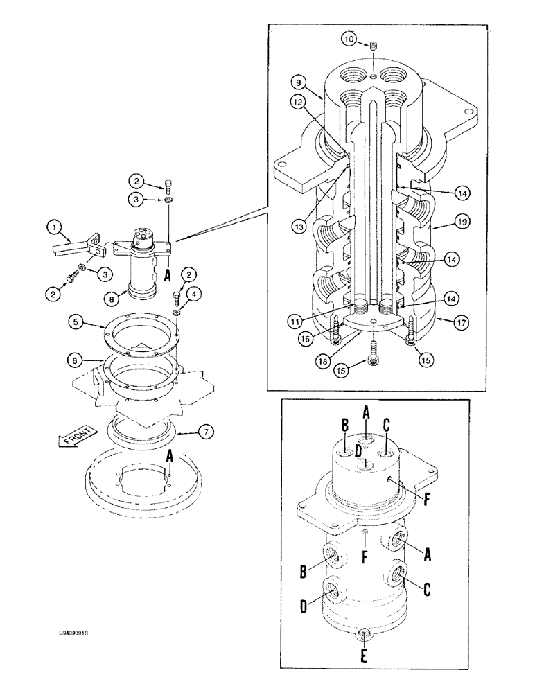 Схема запчастей Case 9020B - (8-152) - HYDRAULIC SWIVEL (08) - HYDRAULICS
