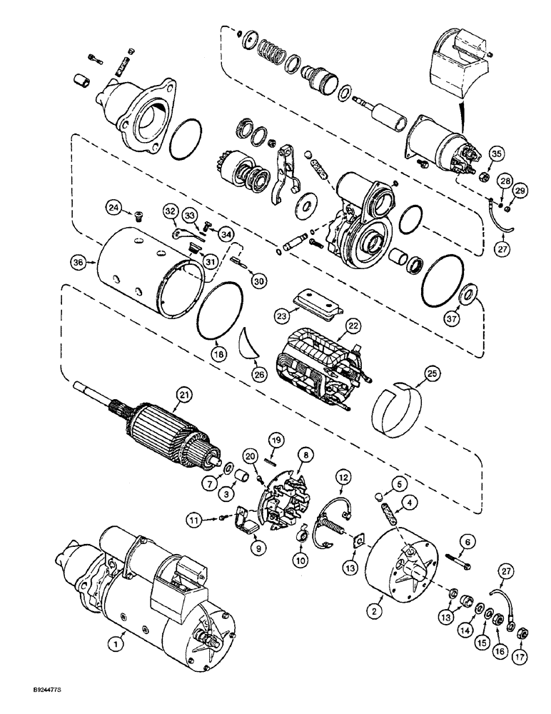 Схема запчастей Case 9045B - (4-04) - STARTER ASSEMBLY - 114769A1 (04) - ELECTRICAL SYSTEMS