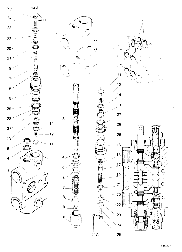 Схема запчастей Case 580F - (216) - VALVES DIPPER AND BUCKET (35) - HYDRAULIC SYSTEMS